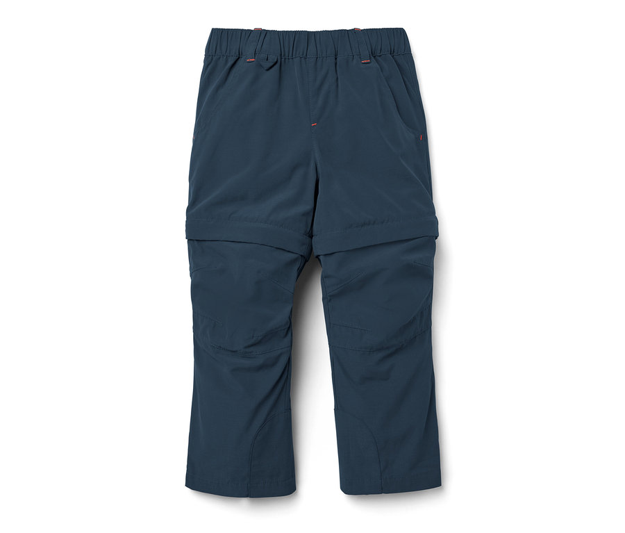 Un pantalon fonctionnel bleu marine pour tout-petit sur fond blanc.