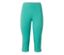 Un pantalon 3/4 stretch turquoise sur fond blanc.