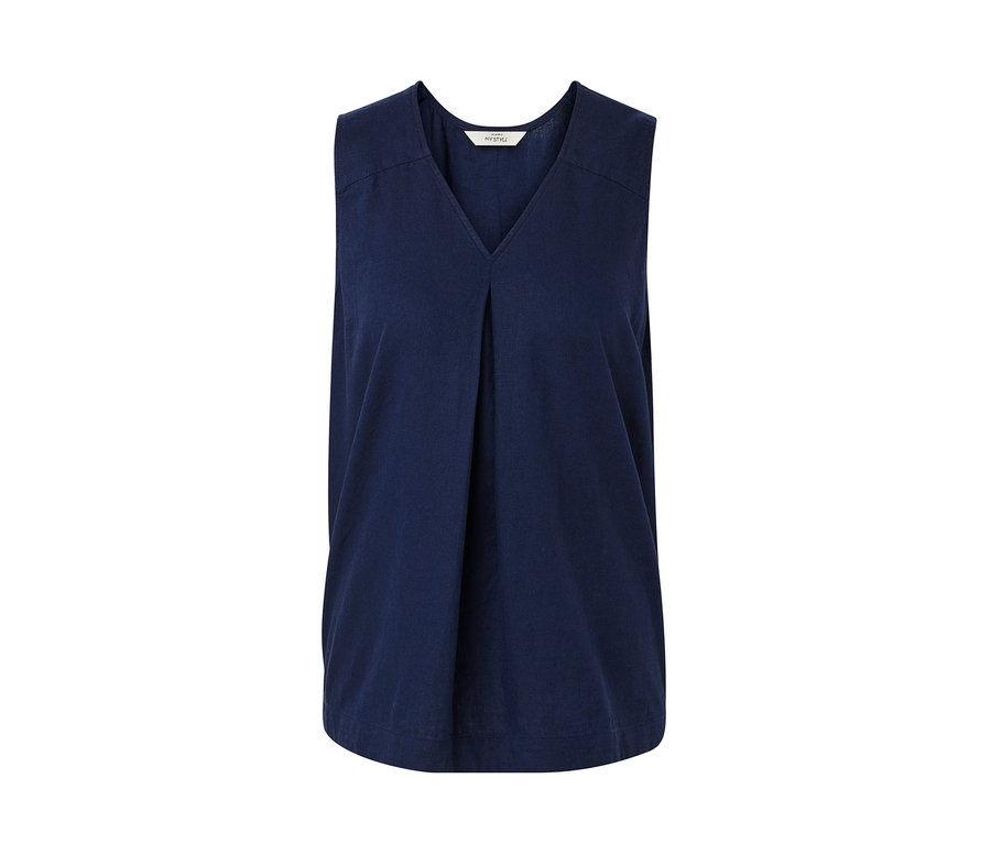 Chemisier sans manches en lin bleu marine.