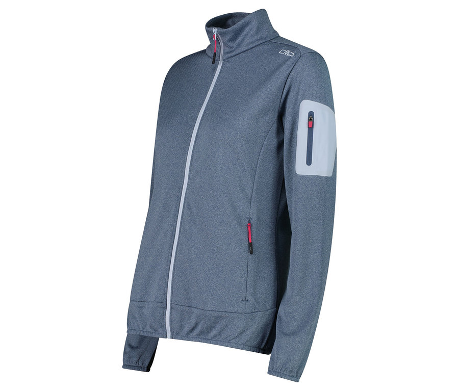 Veste polaire CMP grise avec fermeture éclair intégrale et poche zippée sur la manche.