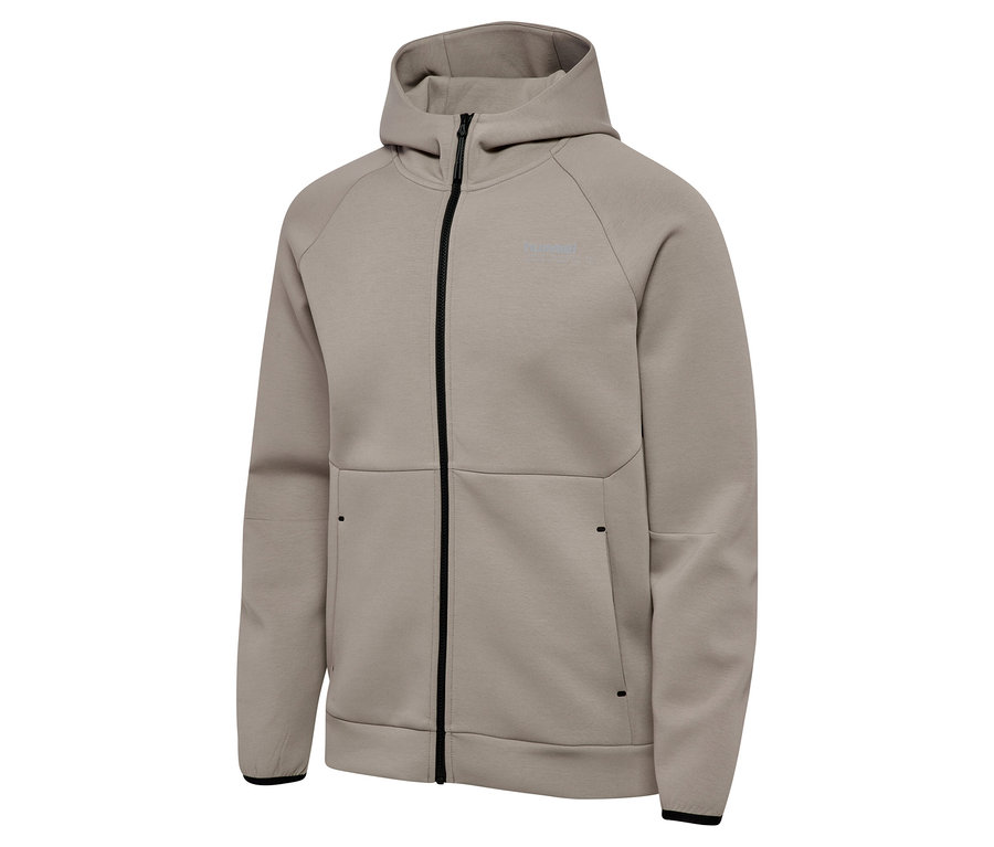 La veste à capuche HUMMEL pour homme beige est dotée d'une fermeture éclair intégrale et de deux poches.