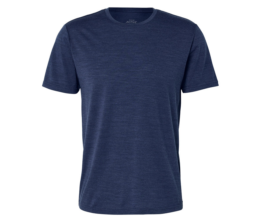 T-shirt bleu foncé chiné à manches courtes et col rond.