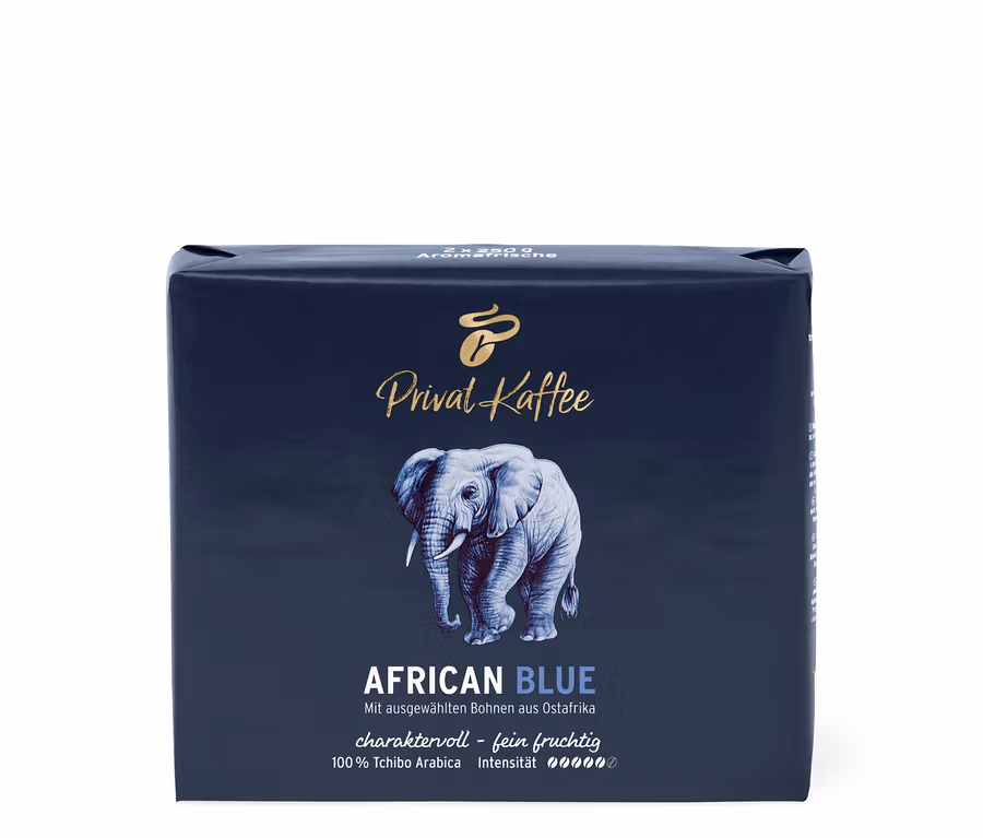 Paquet de café moulu Privat Kaffee African Blue – 500 g.