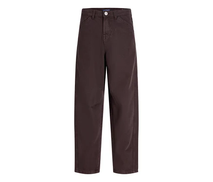 Pantalon Jack&Jones Twist marron foncé à jambe large et fermeture boutonnée.