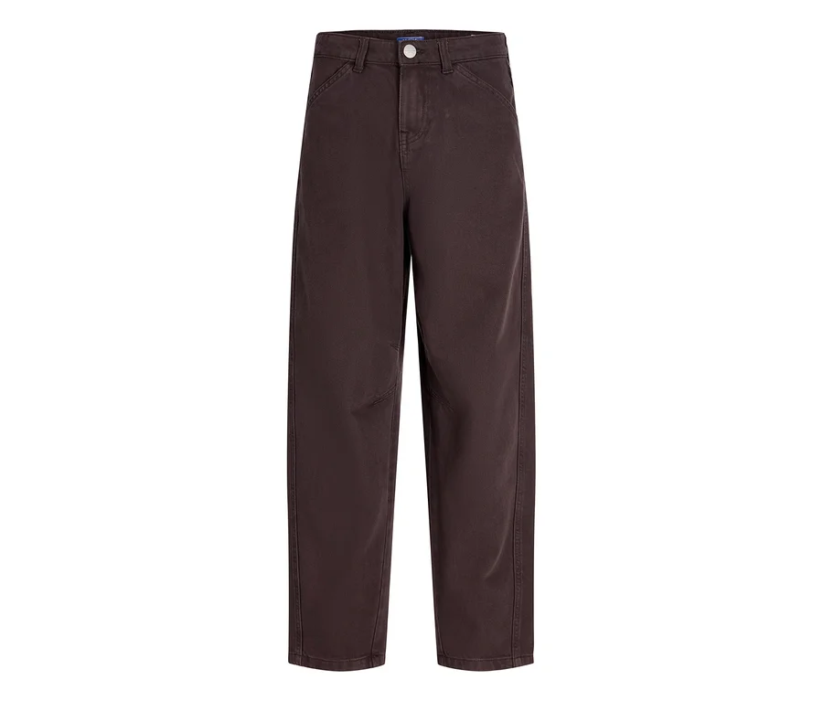 Pantalon Jack&Jones Twist marron foncé à jambe large et fermeture boutonnée.