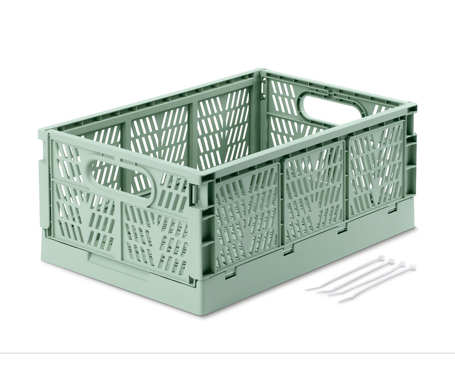 Une caisse urbaine pliable verte pour vélo.