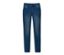 Un jean stretch bleu foncé sur fond blanc.