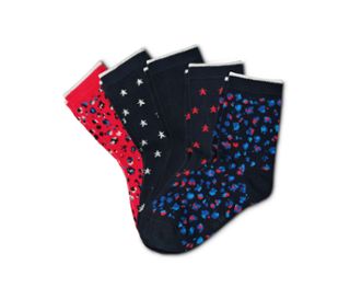 4x bleu foncé à contrastes rouges, blancs et bleus, 1x rouge à contrastes bleus