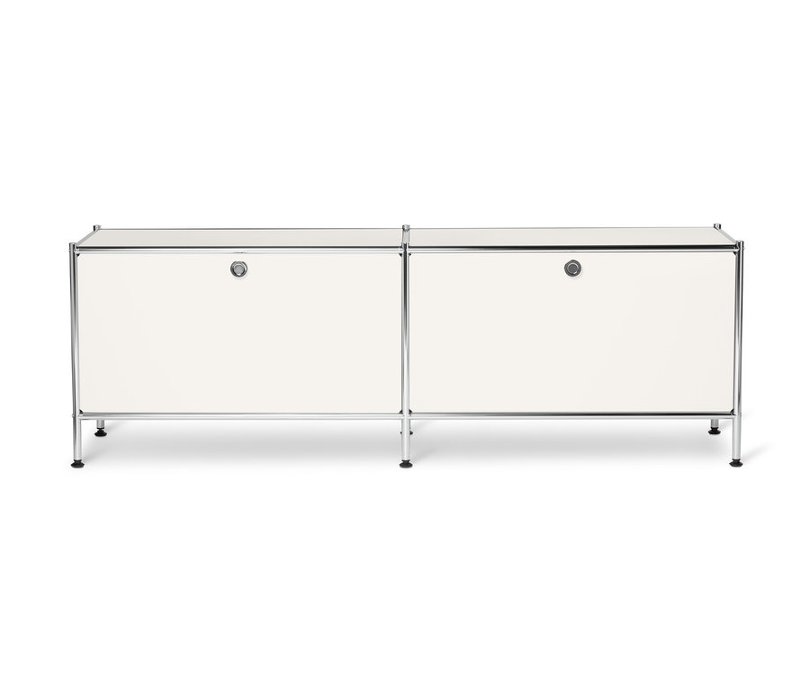 Meuble bas en métal « CN3 » à abattants, blanc.