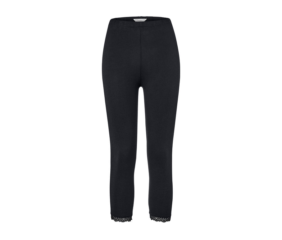 Legging 3/4 noir avec bord en dentelle.