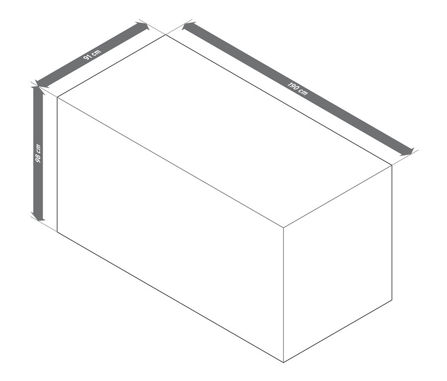 Dimensions de la housse de protection premium pour grands sofas lounge : 91 cm x 98 cm x 190 cm.