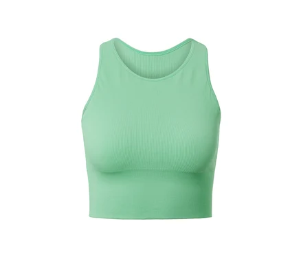 Une brassière de sport sans coutures verte.