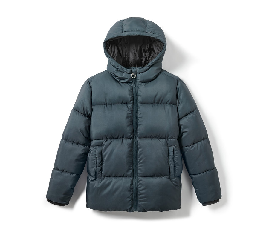 Veste thermique enfant bleu foncé avec capuche.