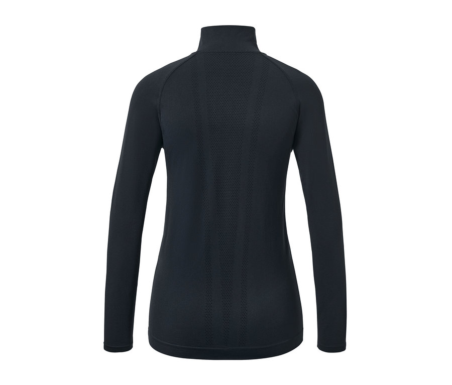 T-shirt d'entraînement sans coutures bleu marine à manches longues.