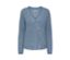 Cardigan en grosse maille bleu clair avec des boutons.