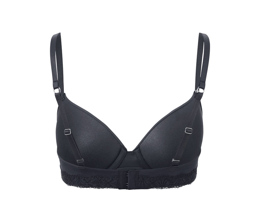 Soutien-gorge invisible noir avec bretelles réglables et fermeture au dos.