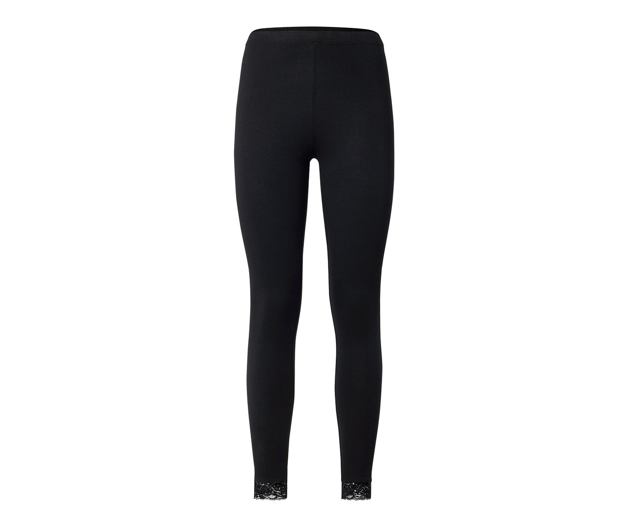 Legging noir avec bordure en dentelle.
