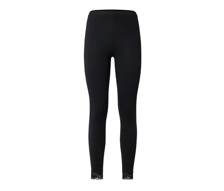 Legging noir avec bordure en dentelle.