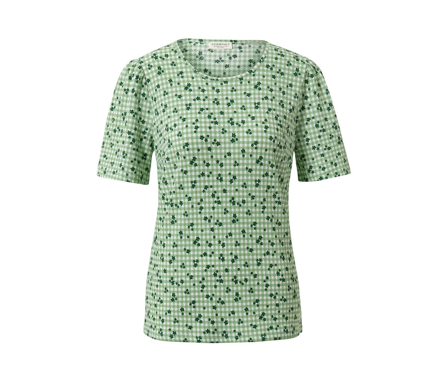 Blouse verte avec imprimé intégral.