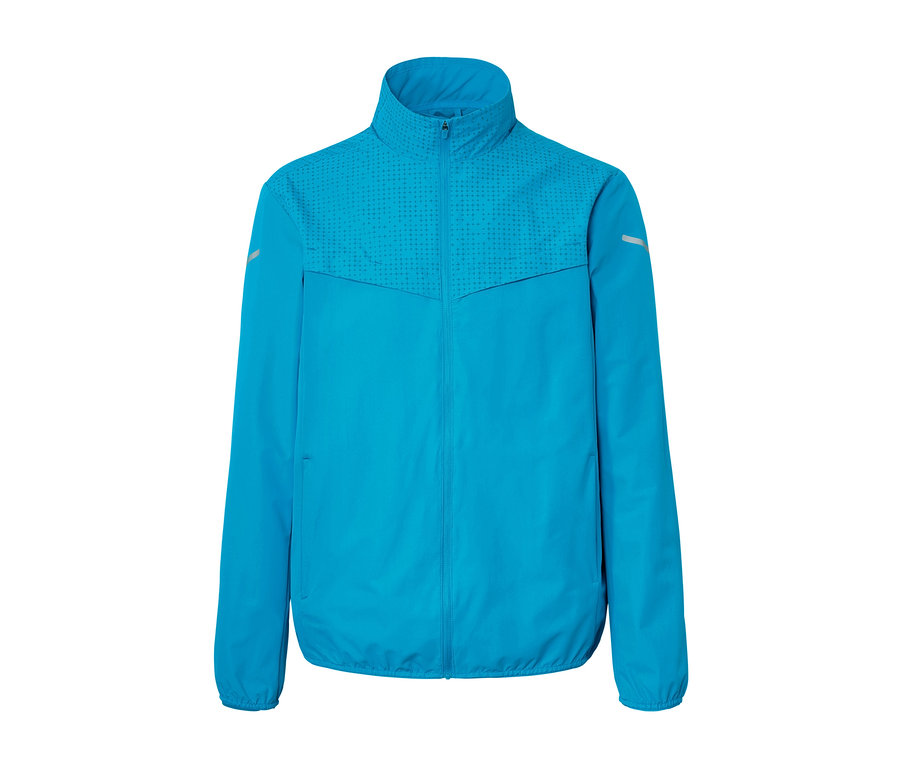 Veste coupe-vent bleu fluo.