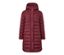 Manteau matelassé à capuche rouge bordeaux.