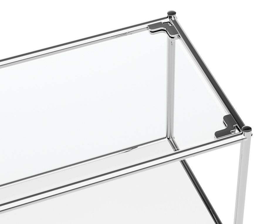 Détail d'une commode en métal « CN3 » blanche à 2 abattants.