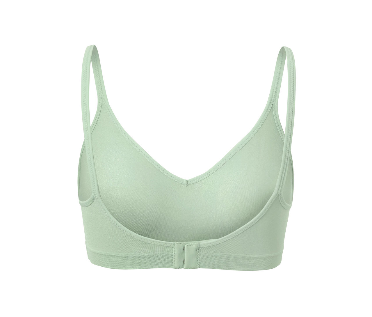 Détail du dos d'un soutien-gorge doux Seamless vert clair.