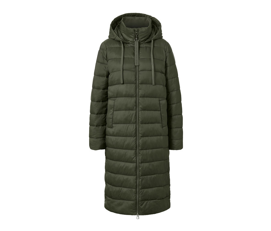 Manteau matelassé avec capuche, vert olive.