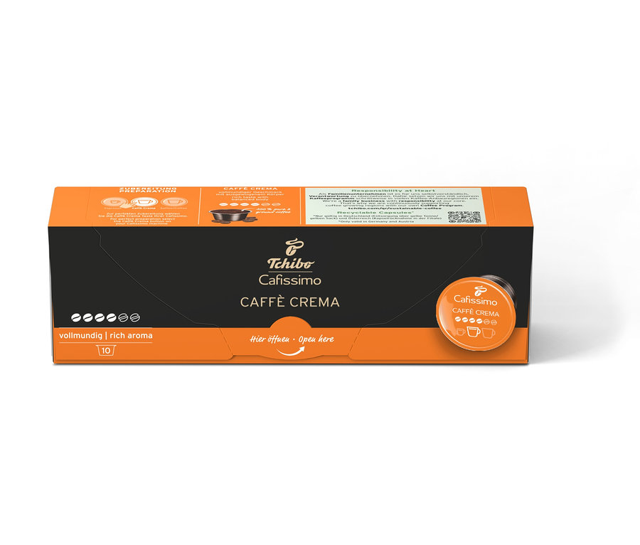 Un paquet de capsules de café Cafissimo Caffè Crema.