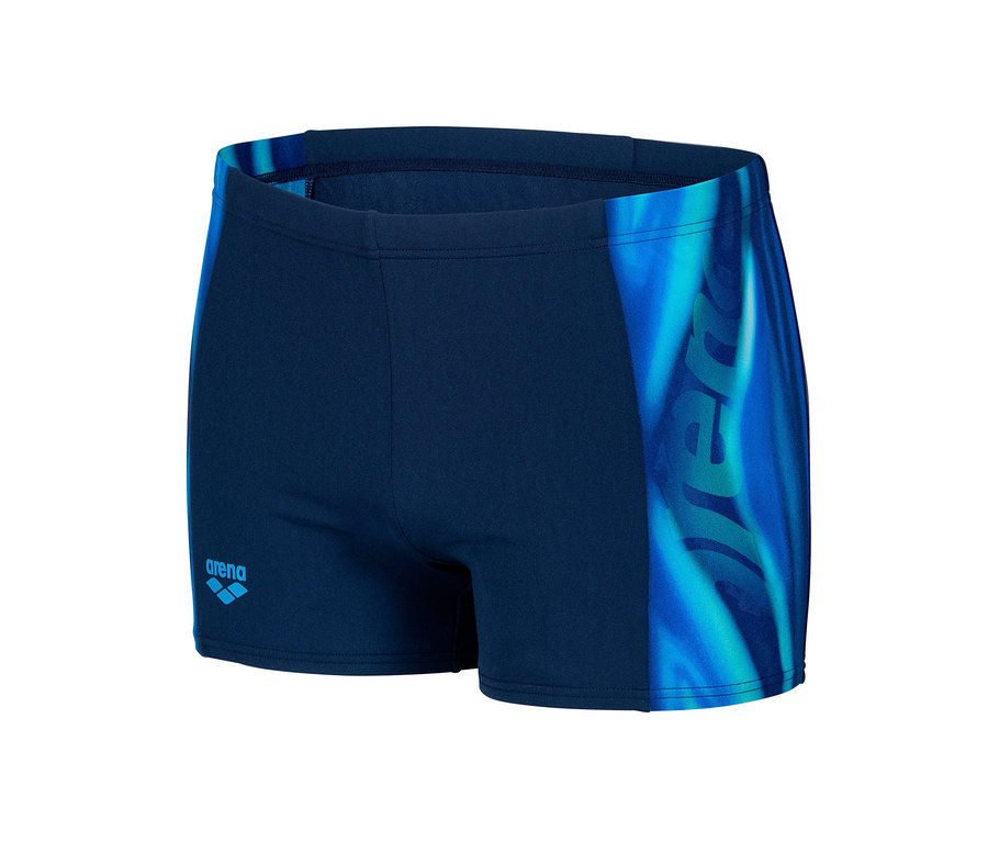 Maillot de bain bleu marine arena Performance Two Sides avec motif bleu sur le côté.