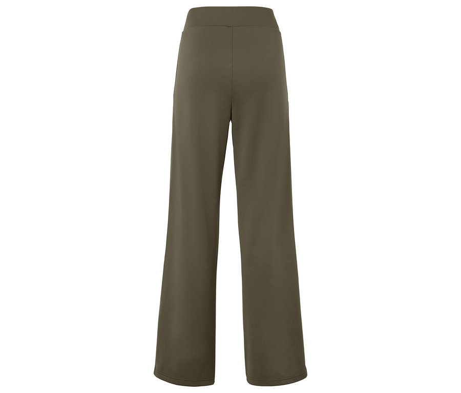 Vue arrière d'un pantalon ample vert olive à taille haute.