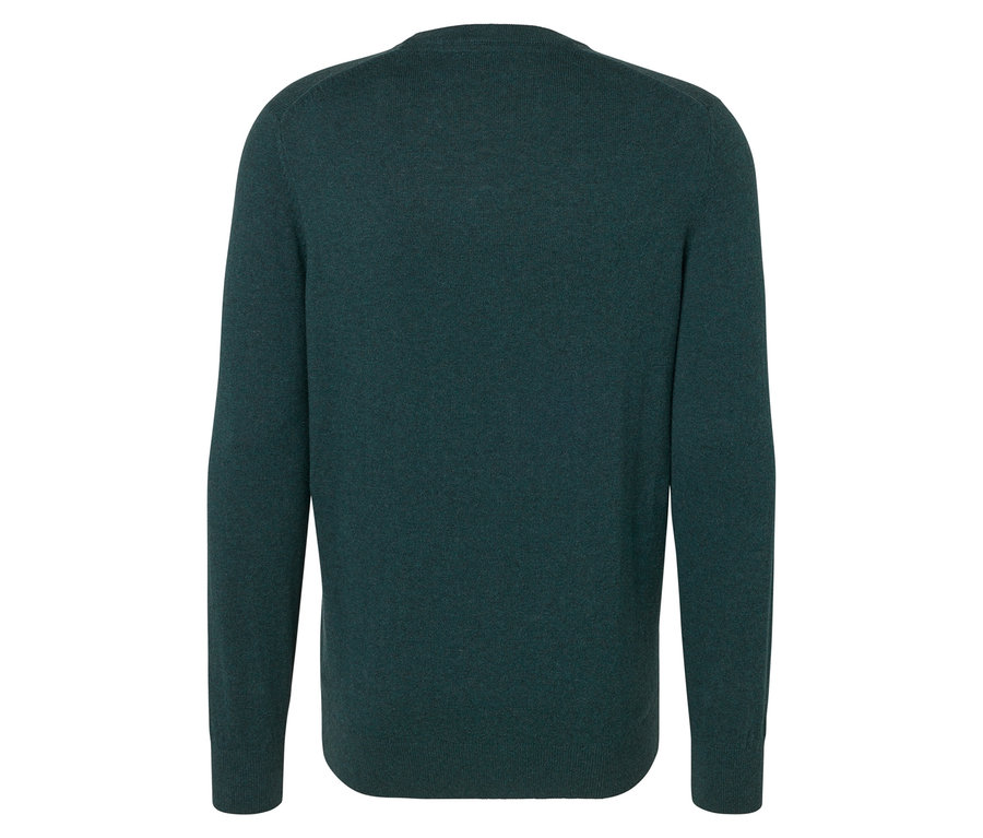 Vue arrière d'un pull vert à manches longues.