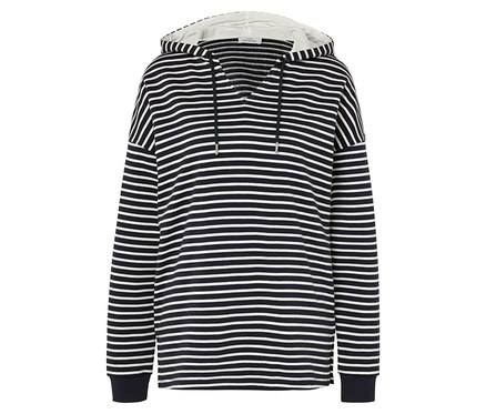 Sweat à capuche, rayures bleu foncé