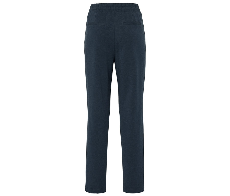 Pantalon long bleu foncé avec élastique à la taille.