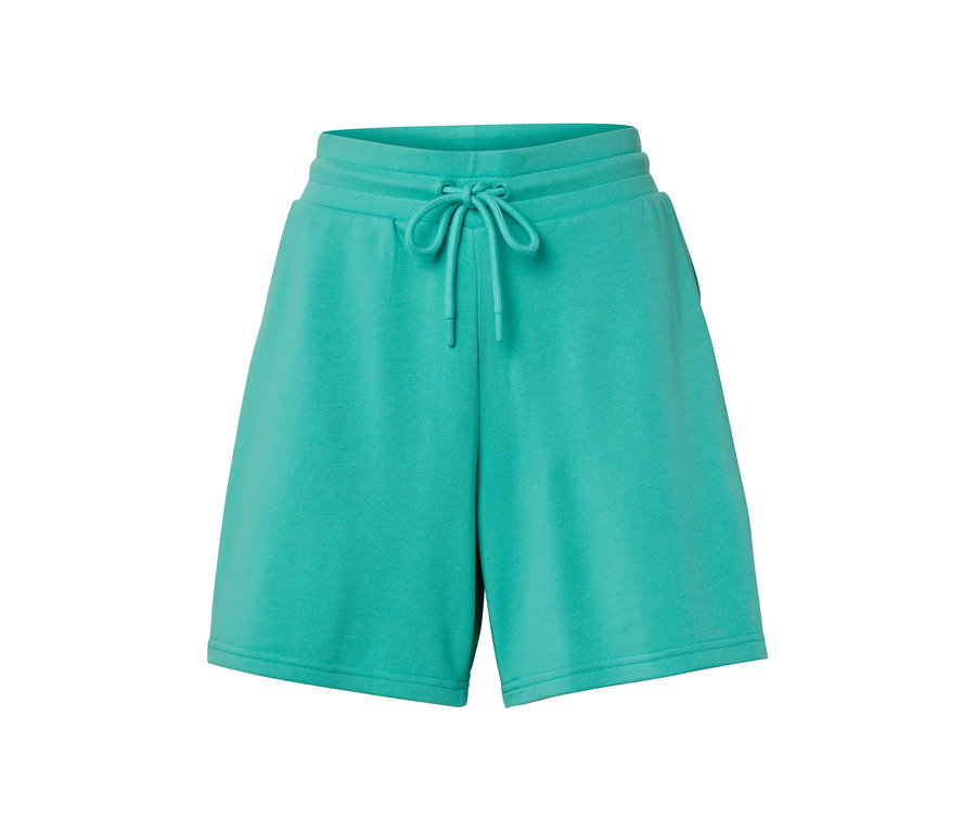 Short molletonné turquoise avec cordon de serrage à la taille.
