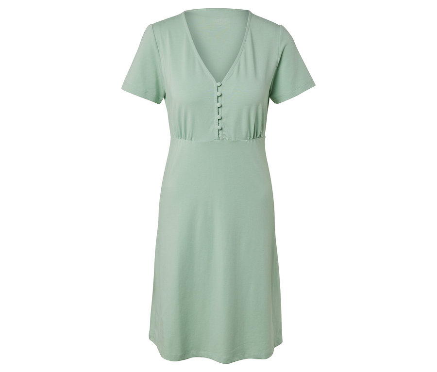 Une chemise de nuit verte à manches courtes avec des boutons.