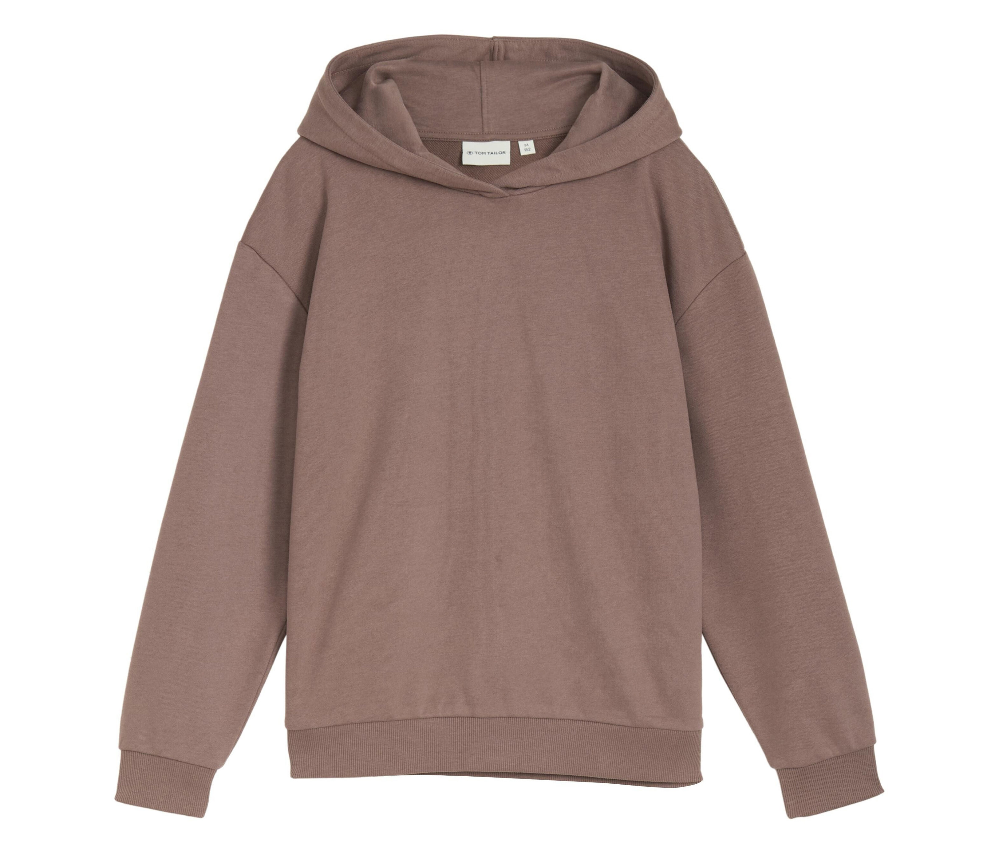Le sweat à capuche surdimensionné pour enfant Tom Tailor avec impression arrière est marron sur la photo.