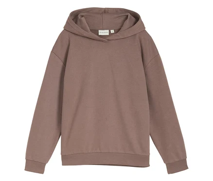 Le sweat à capuche surdimensionné pour enfant Tom Tailor avec impression arrière est marron sur la photo.