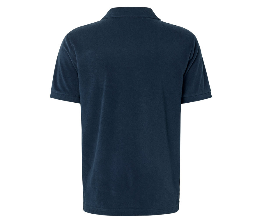 Vue arrière d'un polo bleu marine.