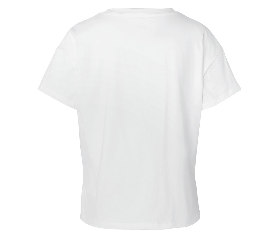 Vue arrière d'un t-shirt blanc à manches courtes.