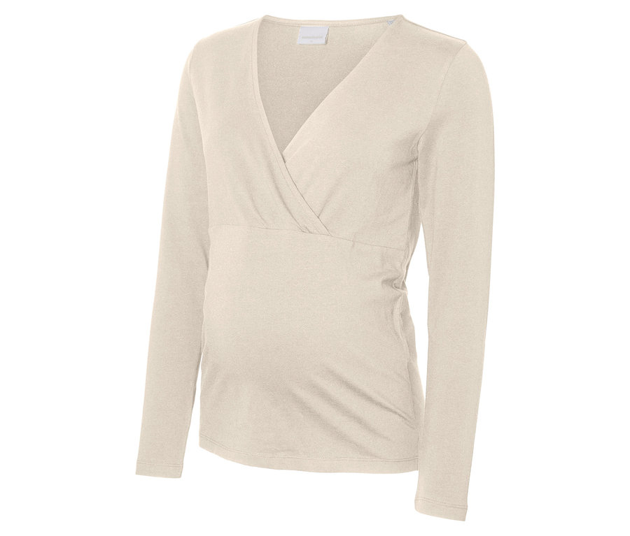 Vue unique du lot de 2 hauts MAMALICIOUS «
MLKERRIE
» beige à manches longues et col en V.