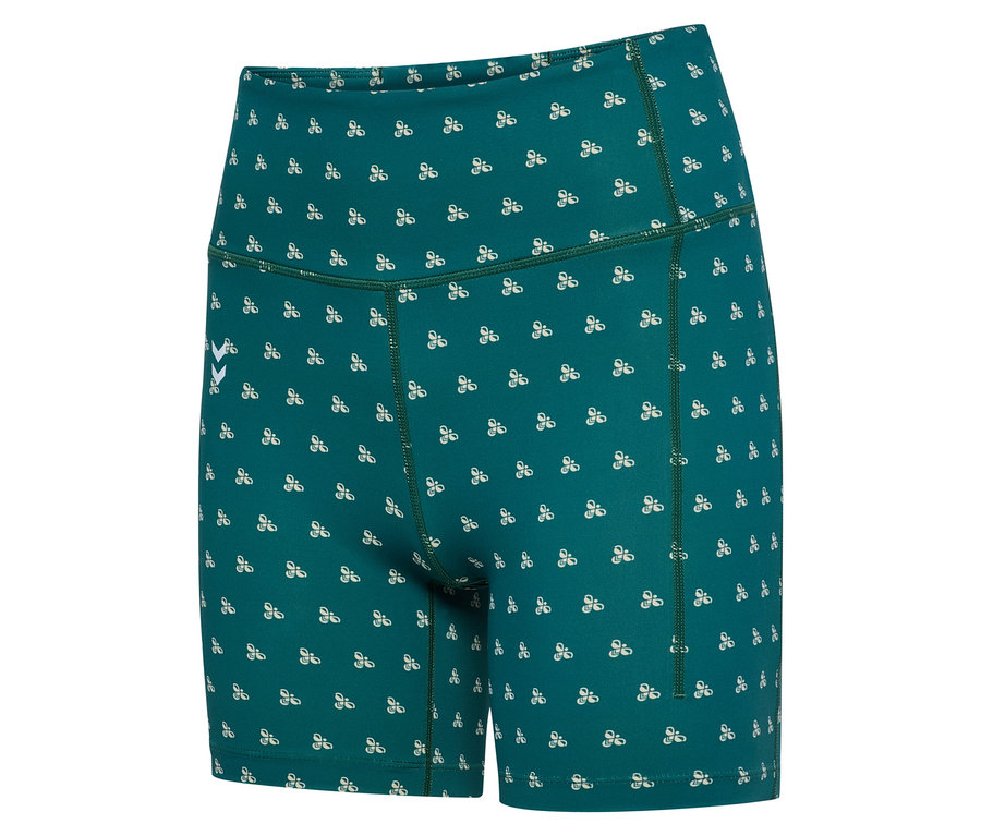 Short HUMMEL pour femme vert avec motif blanc.