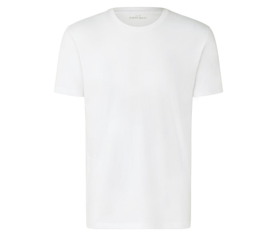 T-shirt blanc de EVERY BODY posé sur un fond blanc.