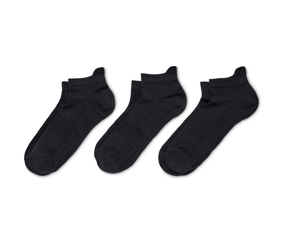 Trois paires de chaussettes de course professionnelles unisexes noires.