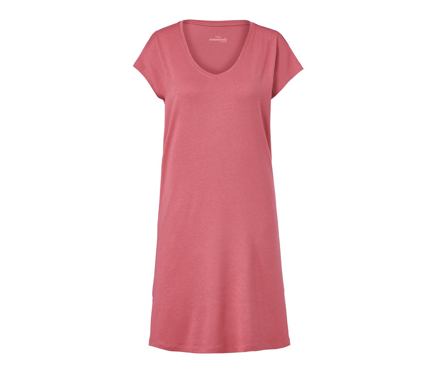 Chemise de nuit rose à manches courtes et encolure en V.
