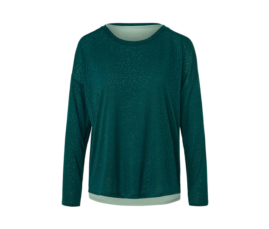 T-shirt de sport 2 en 1 vert à manches longues.