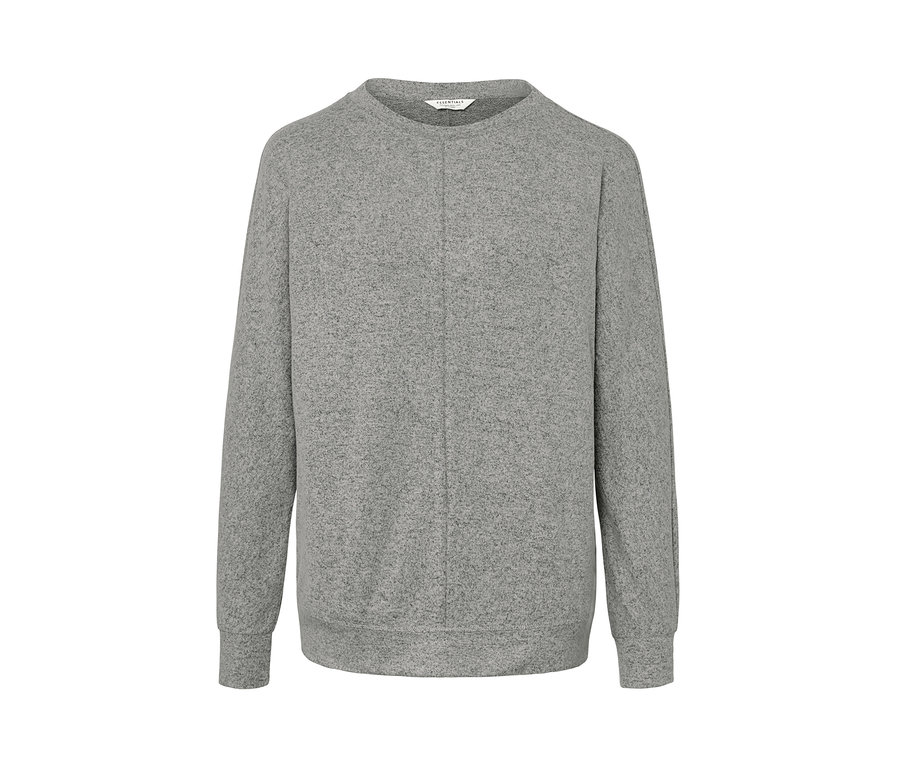 Pull manches chauve-souris gris sur fond blanc.
