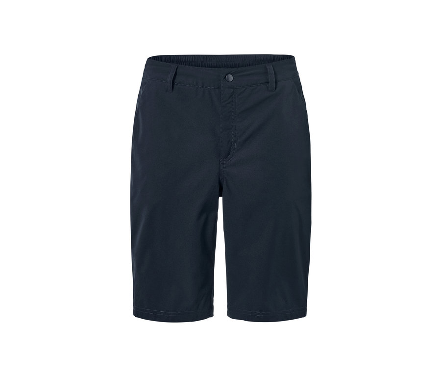 Short fonctionnel en softshell bleu foncé.
