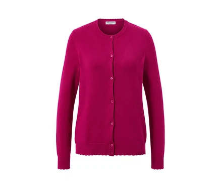 Cardigan à maille fine avec bord ondulé.