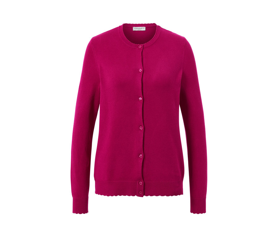 Cardigan à maille fine avec bord ondulé.